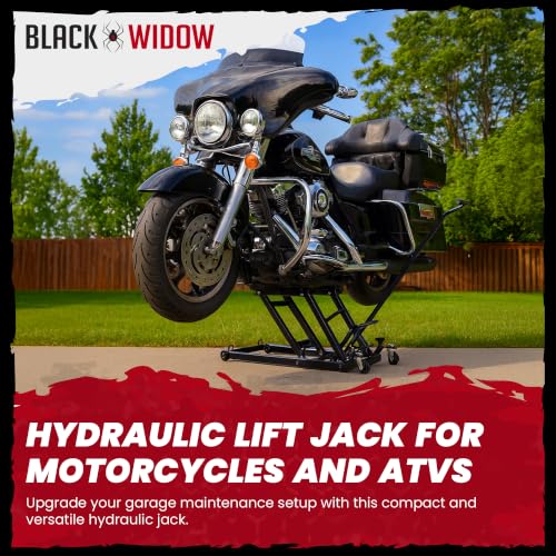 Black Widow Hydraulic Steel Motorcycle and ATV Lift Jack Stand, 1,500 lb