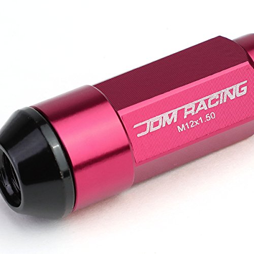 Auto Dynasty M12 x 1.5 Open/Closed End 20-Piece Aluminum Alloy Wheel Lug Nuts + Deep Drive Extension (Pink) - color: Pink