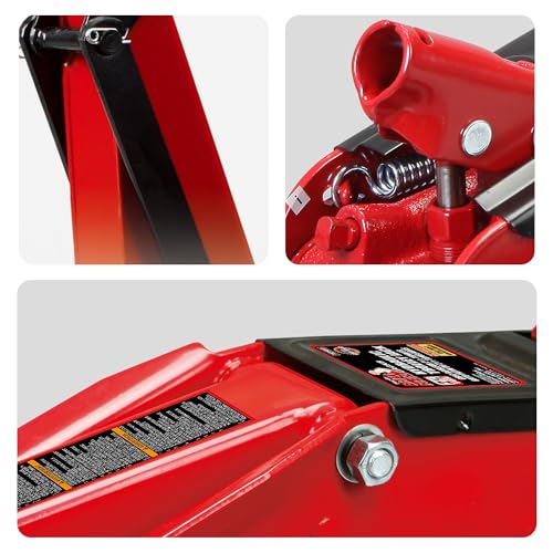 BIG RED Low Profile Hydraulic Trolley Floor Service/Floor Jack with Blow Mold Carrying Storage Case, 2.5 Ton (5,000 lb) Capacity, Lifting Range 5.6"-13", Red - size: 2.5t with case