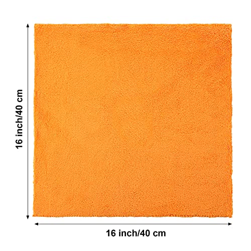 Shimeyao 30 Pcs 16 x 16 Inch Edgeless Microfiber Plush Towels for Cars Detailing Drying Wash Polishing Absorbent Cleaning Cloths, 500 GSM (Orange) - color: Orange, size: 16 x 16 Inch