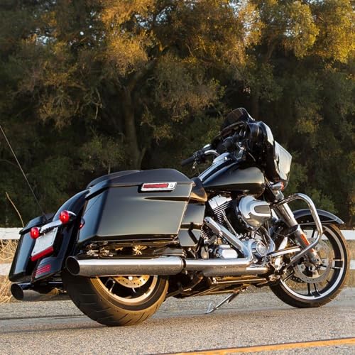 TCT-MOTORPARTS Hard Saddlebags w/Chrome Latches Keys Fit for Harley Touring Road King Street Road Electra Glide 2014-Later - color: Vivid Black w/ Chrome Latches, size: Standard