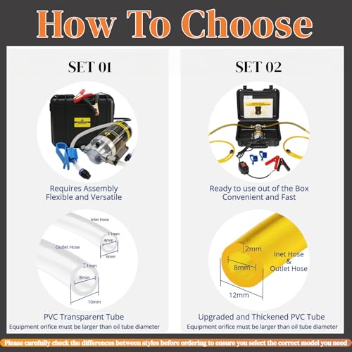 12V 100W Oil Transfer Pump Set, Fast 1-4L/min Flow for Gear, Transmission, Lubricating Oil Changes, Mess-Free Fluid Transfer Pump, Electric Transfer Pump for Cars, Trucks, Boats, Lawnmowers - color: SET 02