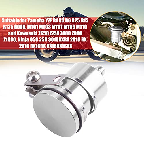 Universal Motorcycle Aluminum Brake Fluid Reservoir Oil Cup Fit For Yamaha Kawasaki Honda Suzuki BMW and more (Silver) - color: silver