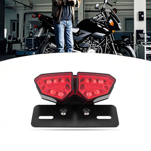 Red Motorcycle Tail Light with License Plate Bracket - color: Red