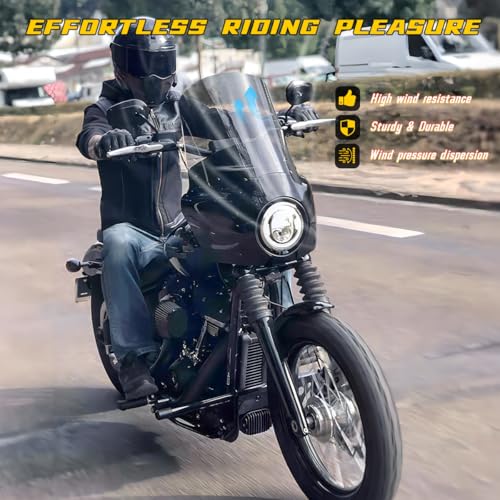 Motorcycle Fairing 5.75" Headlight Fairing with 11" Motorcycle Windshield 39mm Mounting Hardware(Narrow-Glide) for Harley Sportster 1100 1200 Iron 883(Smoke) - size: 11" Windshield