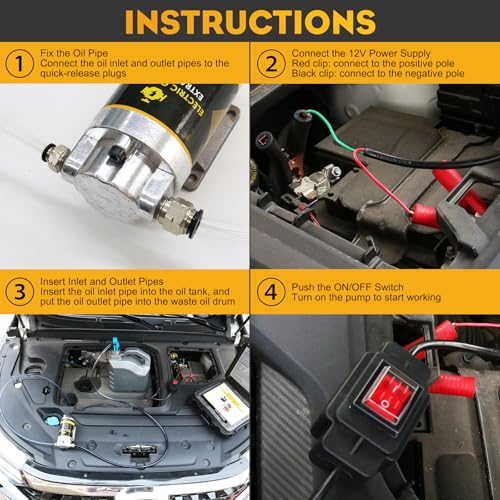 Electric Oil Change Pump, Oil Extractor Pump 12/24V 100W - color: A-White Hose