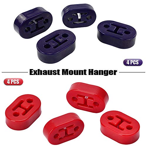 Universal 4PCS PolyUrethane Exhaust/Muffler Rubber Short Hanger Insulator Bracket Bushing Mount 10mm Red - color: Red