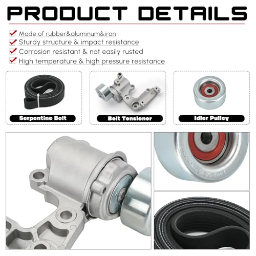 Drive Belt Tensioner and Idler Pulley Serpentine Belt Kit Compatible with Lexus IS250 ES350 Rx350 for Toyota Avalon Rav4 Sienna Camry Highlander Venza 3.5L V6 Replace 89374 7PK1550 1662031021 - size: 89374