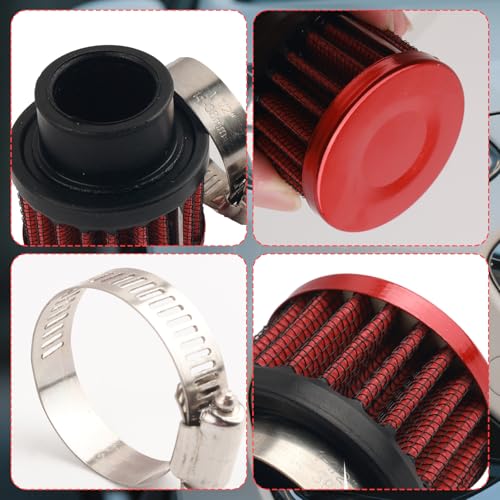 25mm Cold Air Intake Filter,Cold Air Filter with 1"-1.5" Adjustable Drive Hose Clamp for Secure Fit and Improved Airflow,Car Accessories Compatible with Car Airs Intake Systems