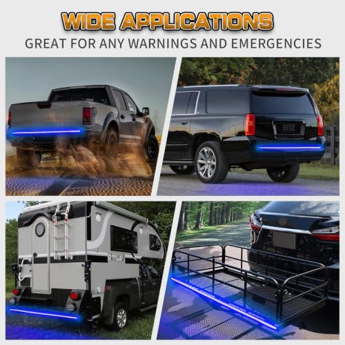 XRIDONSEN 60 inch Blue Tailgate Lights 360 LED Strobe Lights - color: Blue