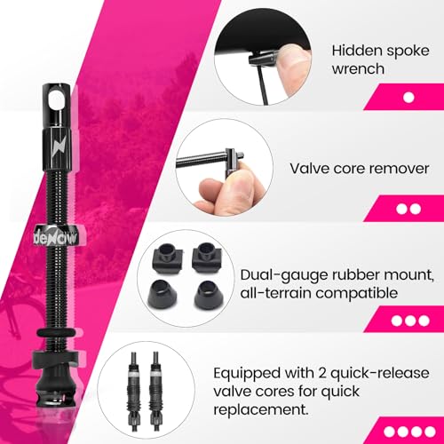 RideNow Tubeless Presta Valve Stems, 65mm Super Light Alloy Presta Tubeless Valve Stem Kit with Valve Core Remover Tool and Valve Stem Caps, Multiple Color and Size Options(Pair),Black - color: Black, size: 65mm
