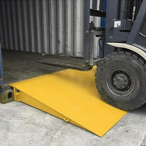 16,000Lbs Container Ramps - 49"x86" Heavy Duty Loading Ramps for Shipping Docks | 5.9" Height Differential, Forklift Compatible, 10-Gauge Steel w/Safety Chains - size: 49'' x 86''丨16000 lbs