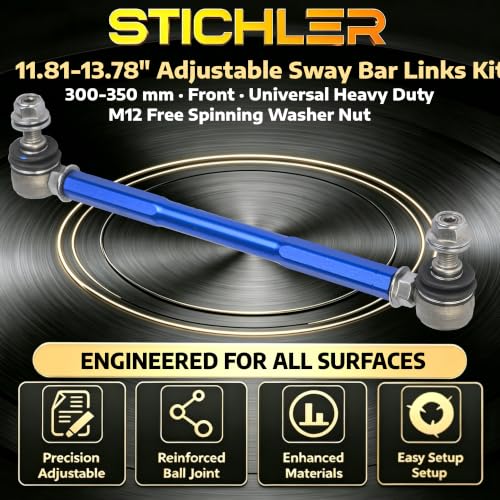 11.81-13.78'' 300-350 mm M12 Front Adjustable Aluminum Sway Bar Links Kit - size: 300-350 M12 Front