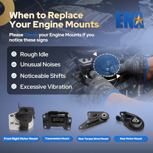 ENA Engine and Trans Mount Set of 4 Compatible with Mazda 3 5 2004 2005 2006 2007 2008 2009 2010 3 2.0L 2.3L No Turbo Automatic Transmission Replacement for A4404 A4405 A4418 A5312 9196 9222 3103 9632