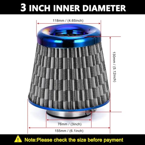 Cold Air Intake Filter for cars 3inch/76mm Clamp-On Replacement Air Filter - color: Carbon fiber pattern