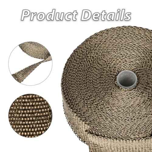 Titanium 2" x 50' Exhaust Header Heat Wrap Roll with 10PCS Stainless Steel Locking Ties for Motorcycle Cars Heat Shield(2 Packs) - size: 2" x 50 FT-Titanium-2PCS