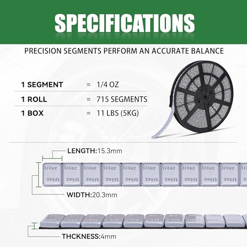 1/4 oz Stick On Wheel Weights 715pcs 5kg Bulk Pack Low Profile Grey - color: Gray, size: 0.25oz-715PCS(Roll)