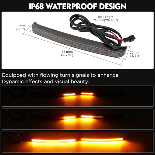 JMTBNO Saddlebag Tail Lights with Sequential Amber Turn Signals Brake Light - color: Smoke Lens