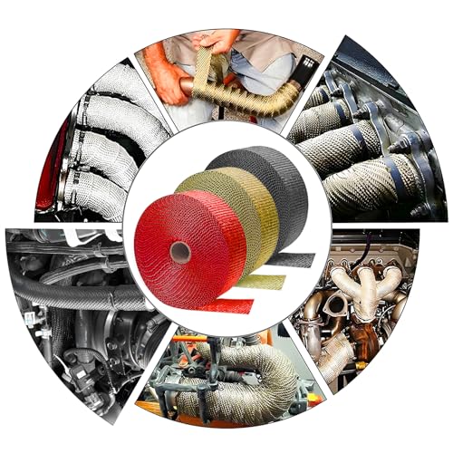 Exhaust Wrap | 2 Rolls Titanium Exhaust Heat Wrap | Header Wrap | Heat Shield Tape with 20 PCS 11.8 Inch Stainless Steel Ties for Motorcycle Car Truck (Titanium, 2 Rolls) - color: Titanium