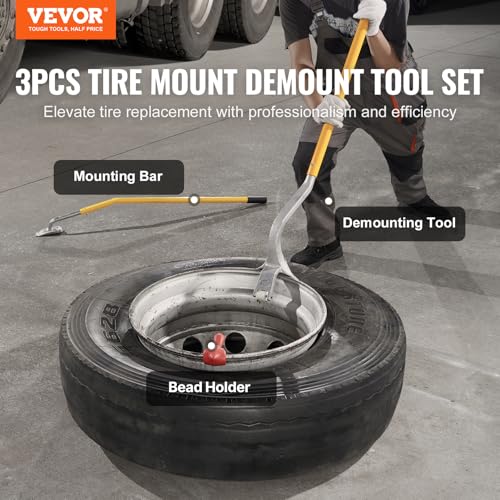 VEVOR Steel Tire Mount Demount Tool 22.5" to 24.5" Semi Tire Changing Tool - color: Yellow
