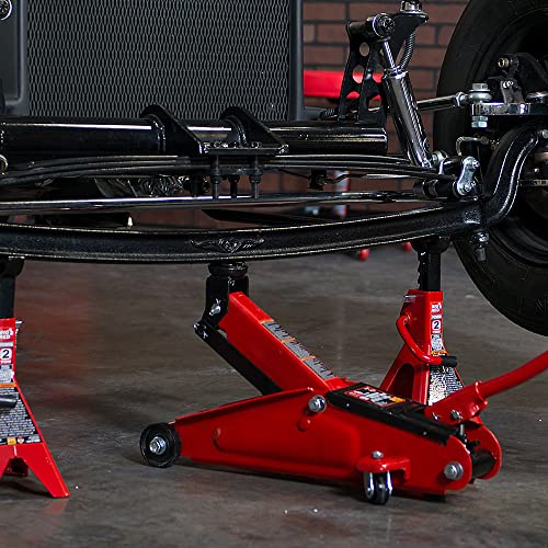 Big RED 2.5 Ton Low Profile Floor Jack, Portable Hydraulic Trolley Floor Service Jack with Blow Mold Carrying Storage Case, Red - size: 2.5 Ton (5,000 lb) with case, style: Steel