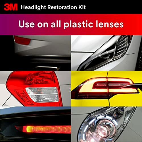 3M Headlight Lens Restoration Kit, Medium Duty 2-Pack, No Tools Required, Restores Cloudy Yellowed Plastic Lenses, Includes Sanding Discs, Rubbing Compound & Foam Pads - size: 2 Kits