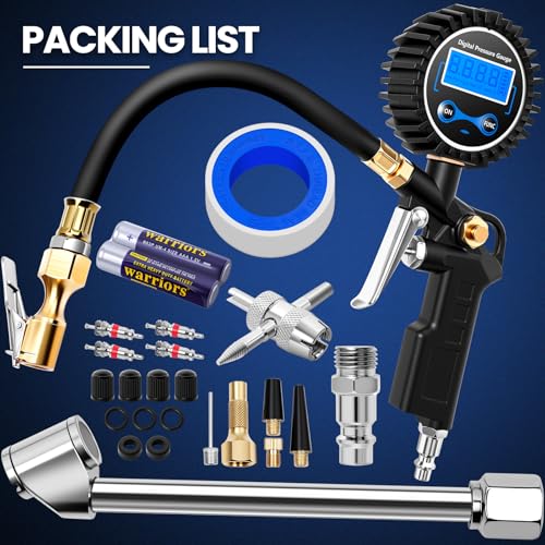 Digital Tire Gauge with Inflator & Deflator - LED Display & 0.1 PSI Resolution - Quick Release Valve & Heavy Duty Chuck - w/Adapter for Car, Truck, SUV, Motorcycle, RV, Balls - size: Classic