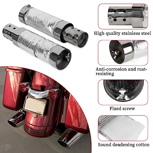 PSLER 2-Inch Motorcycle Exhaust Baffle Noise Eliminator for Shortshots Pair
