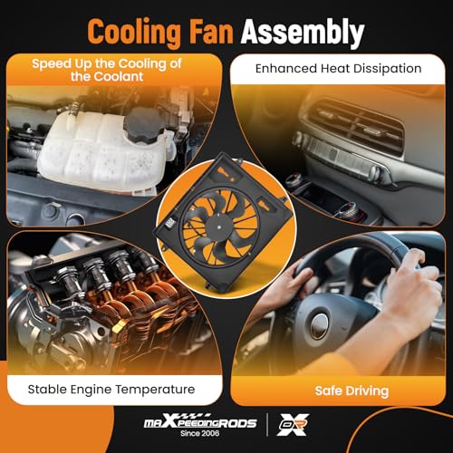 maXpeedingrods Engine Radiator Cooling Fan Assembly for Jeep Wrangler JK V6 3.8L 2007-2011 - size: 68039594AA