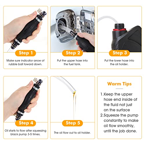 H-veenjor Gasoline Siphon Hose Pump, Hand Water Transfer Pump