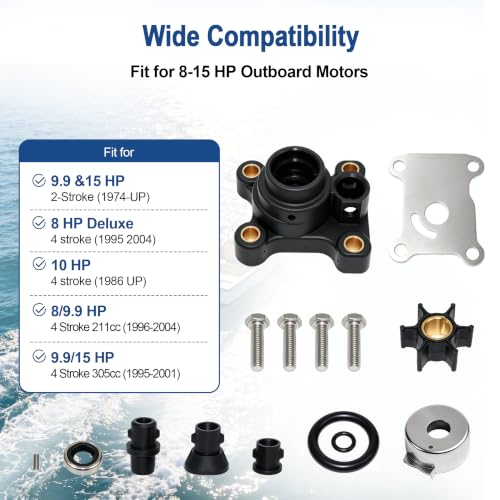 MARKGOO Water Pump Repair Kit 394711 for Johnson Evinrude Outboard 8-15 HP - color: 394711 fits 8 9.9 10 15HP