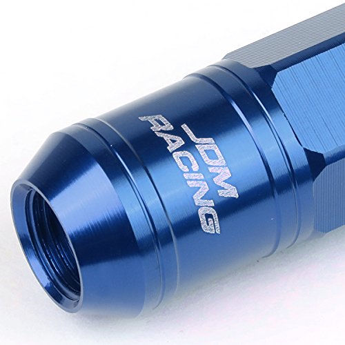 DNA Motoring LN-ZTL-9015-125-BL 16Pcs M12 x 1.25 21mm OD/50mm Height Aluminum Open End Lug Nuts w/ 4 x Lock Nut, 1 x Lock Nut Key (Blue) - color: Blue, size: M12 x 1.25