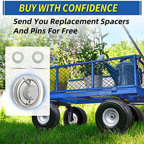 GICOOL 4.10/3.50-4" Flat Free Tire and Wheel, 10" Solid Tire with 5/8" Axle Bore Hole, 2.2" Offset Hub for Hand Truck Garden Wagon Cart Trolley Dolly Lawn Mover Replacement