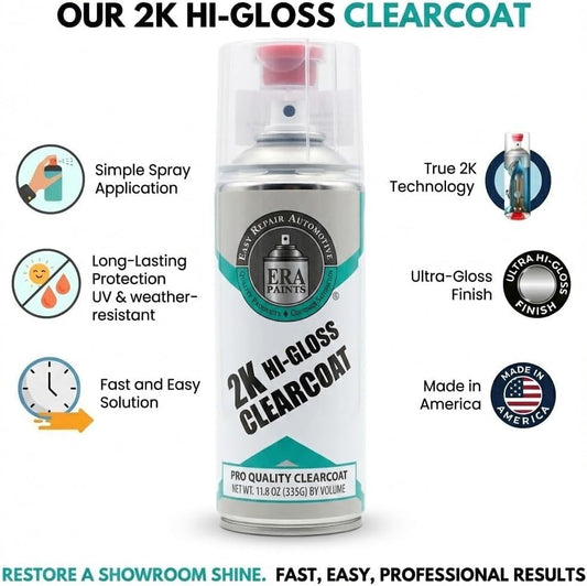 ERA Paints 2K High Gloss Clear Coat Spray/Aerosol Can – Professional Quality & Finish - Easy to Use – Best Value (4 Spray Can w/Can-Gun1) - style: 4 Spray Can w/Can-Gun1