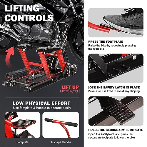 DNA Motoring Steel Hydraulic Motorcycle ATV Scissor Lift Jack Hoist Stand - 1500 lbs Capacity, Low Profile, 4.5-15" Lifting Range,TOOLS-00288 - style: 1500 lbs