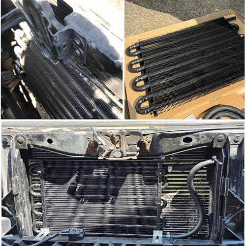 Transmission Oil Cooler Kit, Aluminium alloy Radiator with 5/16" Tube and Hose Mounting Kit(Black) (8 Pass) - color: Black, size: 8 Pass