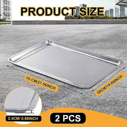 2 Pcs Stainless Steel Oil Drip Pan for Under Car 27.6 x 19.7 Inch - size: 27.56 x 19.69 Inch