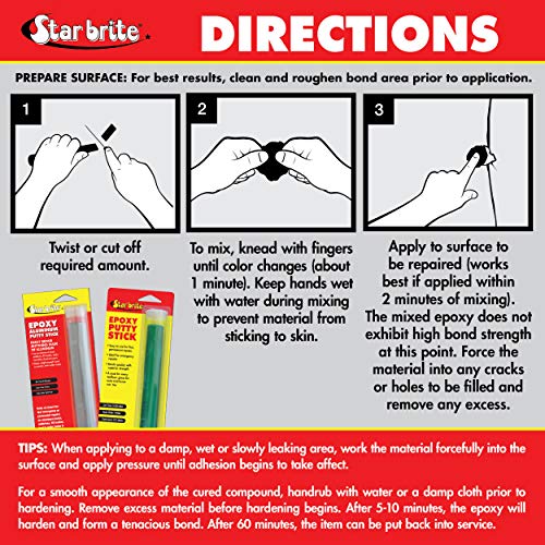 STAR BRITE Epoxy Putty Stick for Quick, Versatile, Permanent Repairs - style: Fiberglass, Wood, Plastic