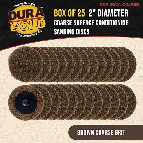 Dura-Gold 2" Diameter Surface Conditioning Discs Brown Coarse Sanding Grit - style: Coarse