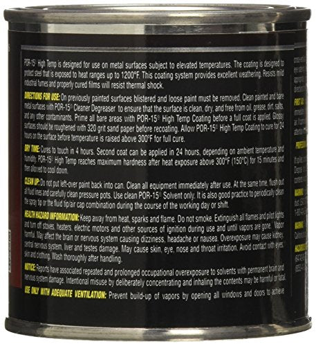 POR-15 High Temperature Paint, High Heat Resistant Paint, Weather and Moisture Resistant, 8 Fluid Ounces, Aluminum - color: Aluminum, size: 8 Fl Oz (Pack of 1)