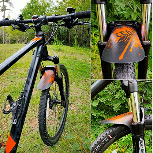 Mountain Bike Fenders, Fits 20-29 Inch MTB, 2-Piece Set - color: B-Orange
