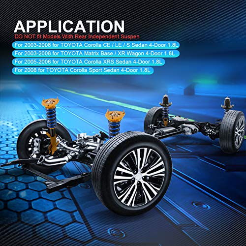 MOSTPLUS Coilovers Struts Compatible for 2003 2004 2005 2006 2007 2008 Toyota Corolla E120 E130/2003-2008 Matrix Adjustable Lowering Suspension (Set of 4) - size: 2003-2008 Toyota Corolla