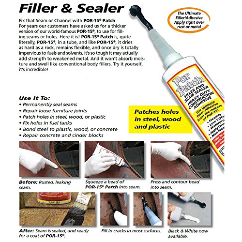 POR-15 Patch - Black 4 oz - Filler & Seam Sealer | Ultimate Filler Adhesive | Patches Holes, Cracks in Steel, Wood, and Some Plastics | Strengthen Weakened Metal - color: Black