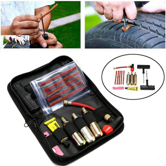 CO2 Tyre Tire Inflator Puncture Tubeless Repair Tools Kit Motorcycle,ATV, Bike