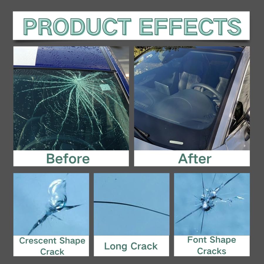 Windshield Crack Repair Kit, 2026 New Premium Windshield Repair Kit, Quick Glass Repair Liquid, for Windshields, Windows, Mirrors and All Glass Crack Types(2pcs)