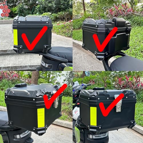 Motorcycle Top Case 57L Trunk Tail Box Bag Aluminum alloy handle with Leather Lining Anti-Theft with Lock & Back Cushion Waterproof Dustproof Easy Installation with Universal Bracket Black - color: Black(57L-Single Lock)