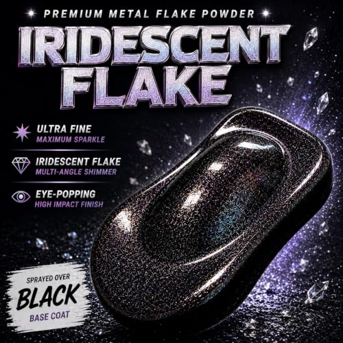 LiME LiNE Sprayable Metal Flake Paint Additive: Solvent Resistant Glitter for Automotive Custom Painting (Black Iridescent) - color: Black Iridescent