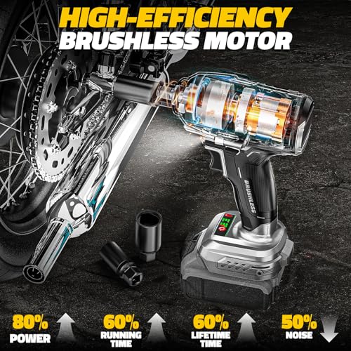 DIYtoolifz Cordless Impact Wrench 1/2" Compatible with Dewalt 20v Battery (Bare Tool), 300 FT-LBS (400 N.m) Brushless Impact Driver, Portable Electric Impact Gun with LED Work Light, 3-Speed Control - color: Silver Gray