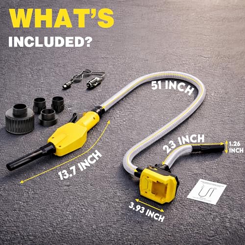 Keimi Cordless Electric Fuel Transfer Pump, Auto-Stop & Hand Trigger Nozzle - color: Black Yellow
