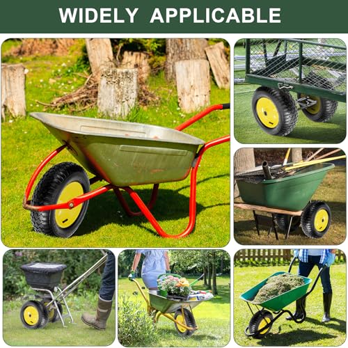 Taifa 2 PCS 16" Pneumatic Rubber Replacement Tires and 4.80/4.00-8" Wheels with 5/8" Bearings, Inflated Air Wheel for Garden Cart/Hand Truck/Trailers/Dolly/Wheelbarrow/Wagon/Trolley etc.